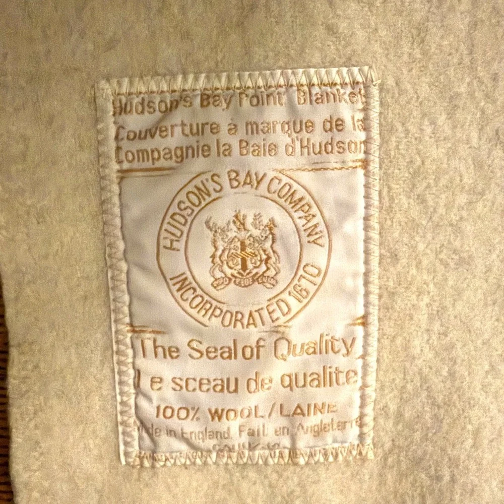 Vintage Hudson Bay 8 Point Wool Blanket Gold Tag King Striped 97